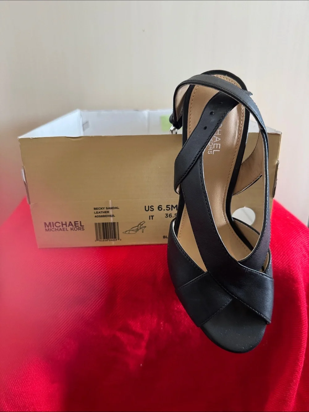 Michael Kors Black Leather Crisscross Slingback Heels